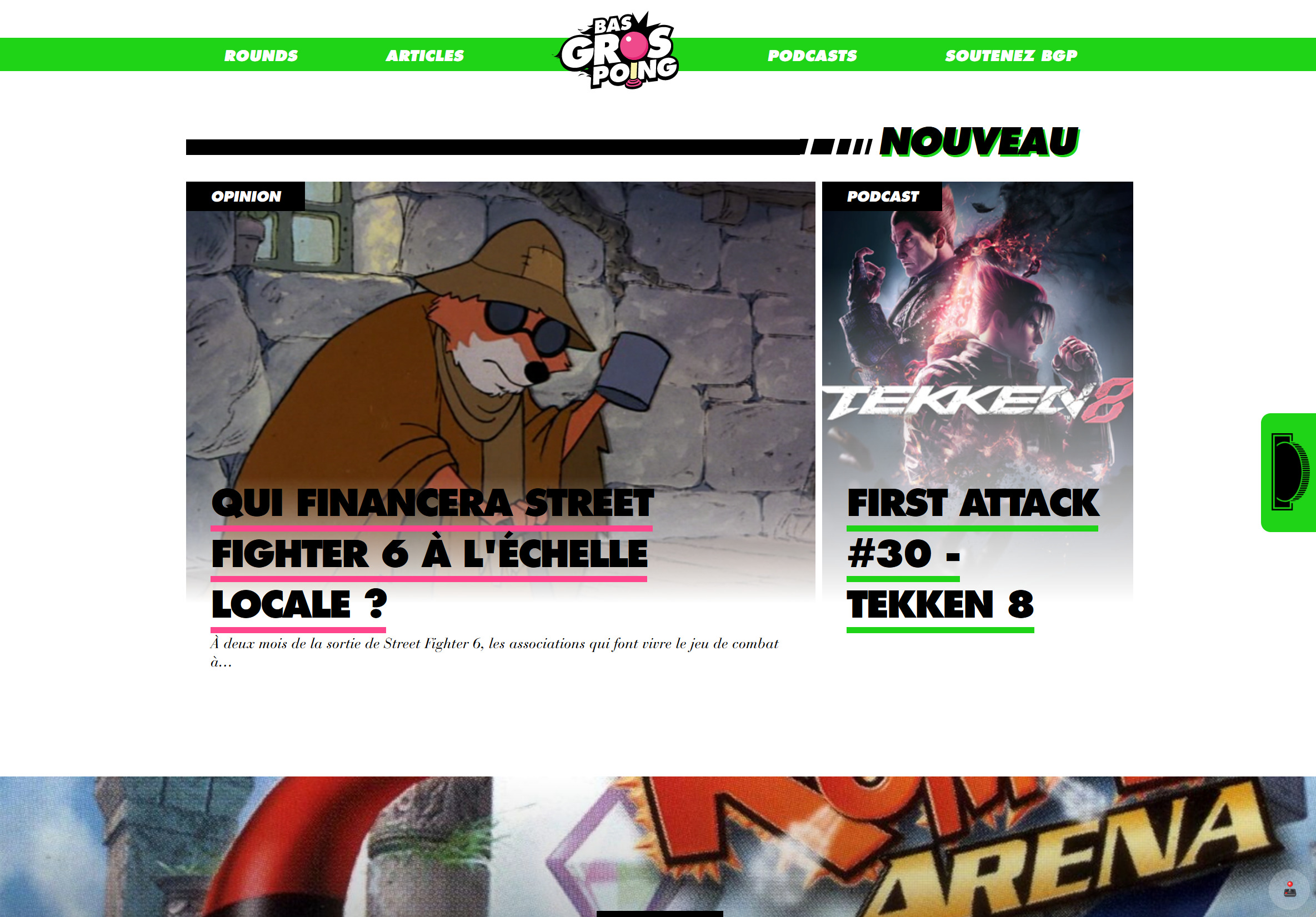 Screen capture of the website Bas Gros Poing